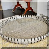 D02. Palacek oversized round wooden tray. 38”w 